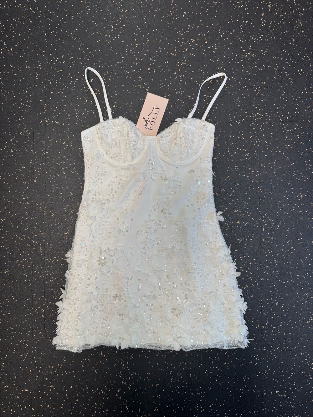 Oh Polly White Strapless Embellished Mini Dress